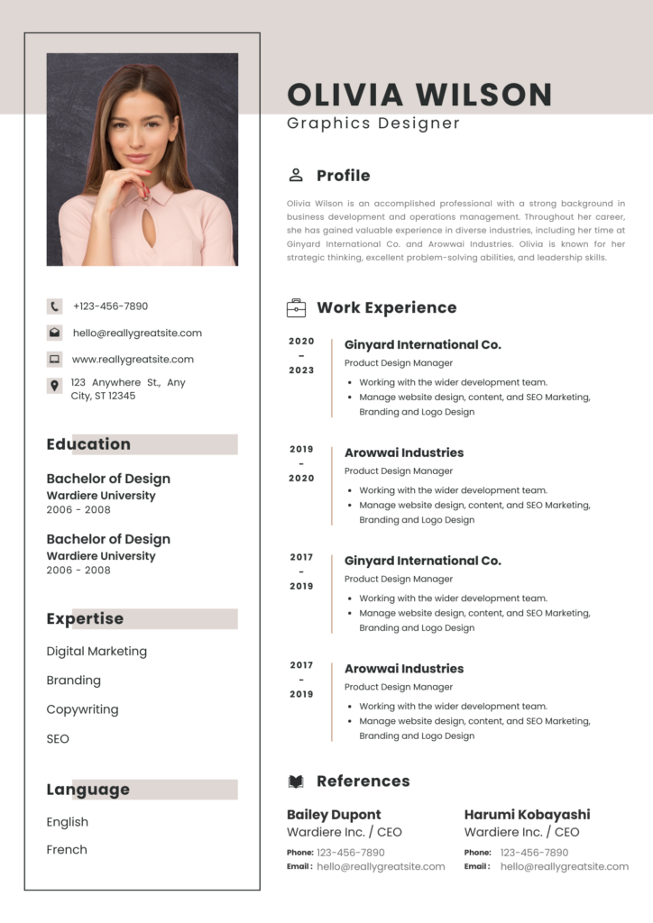 example on how to write cv